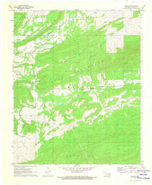 Classic USGS Higgins Oklahoma 7.5'x7.5' Topo Map Image