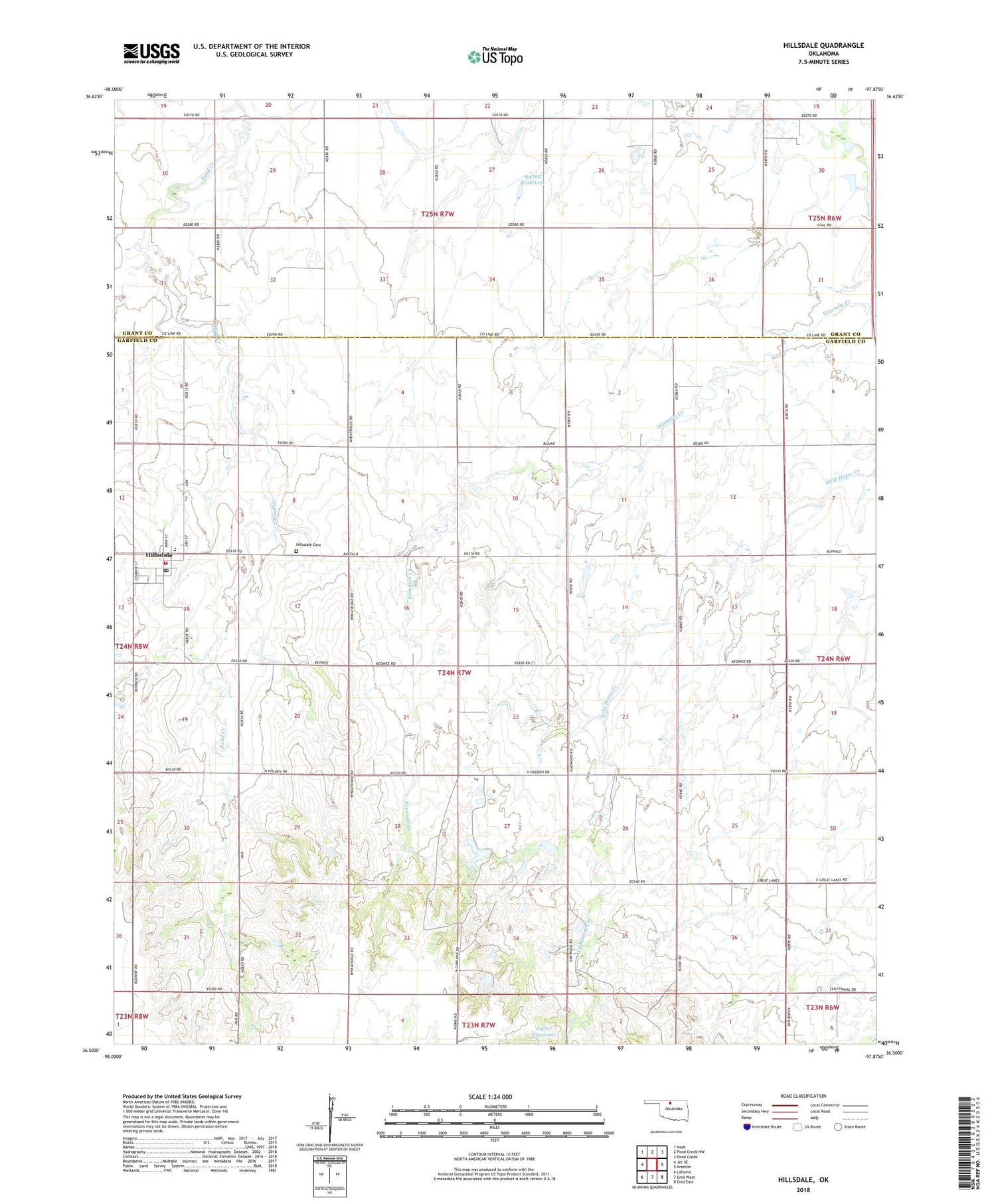 Hillsdale Oklahoma US Topo Map Image