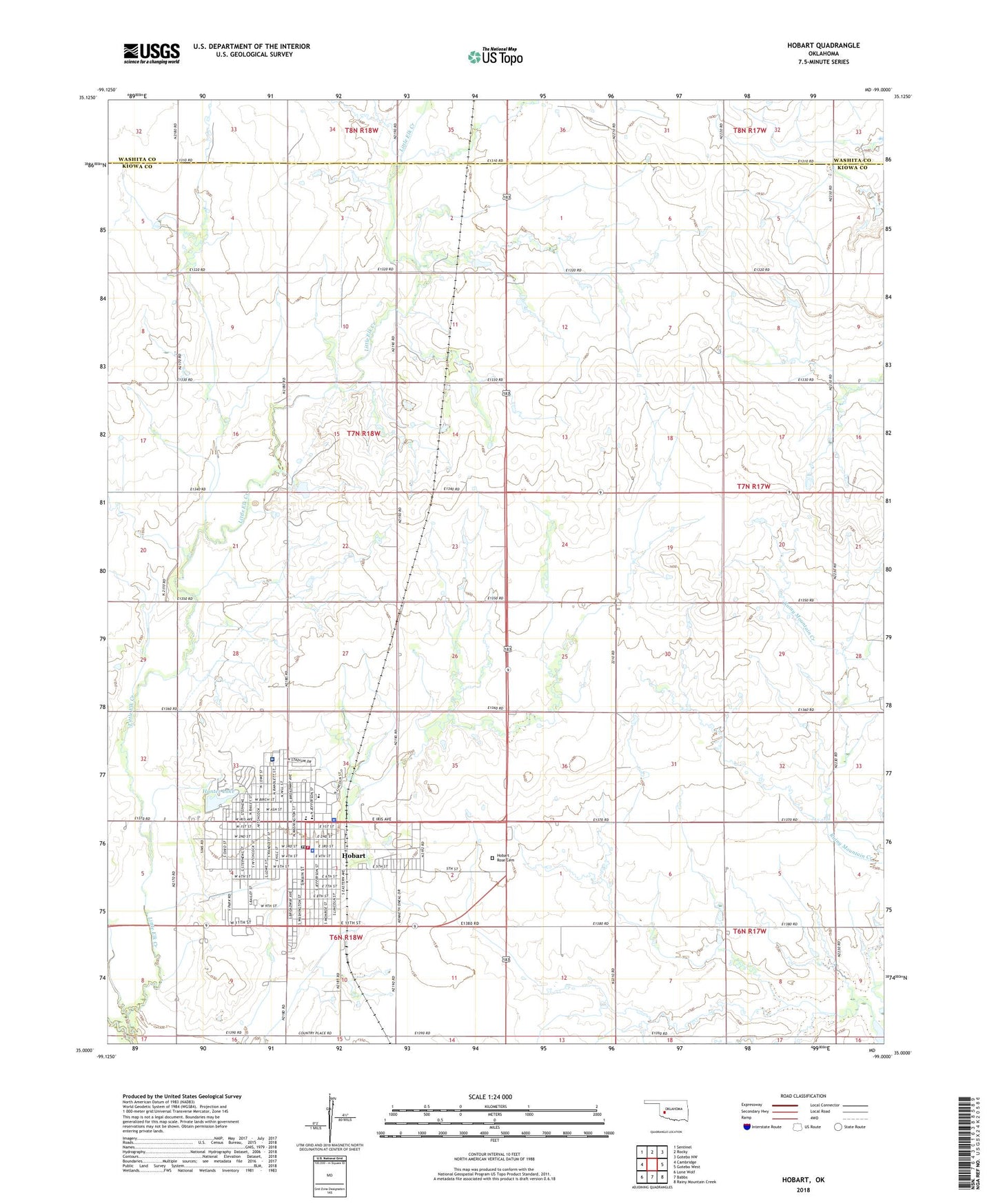 Hobart Oklahoma US Topo Map Image