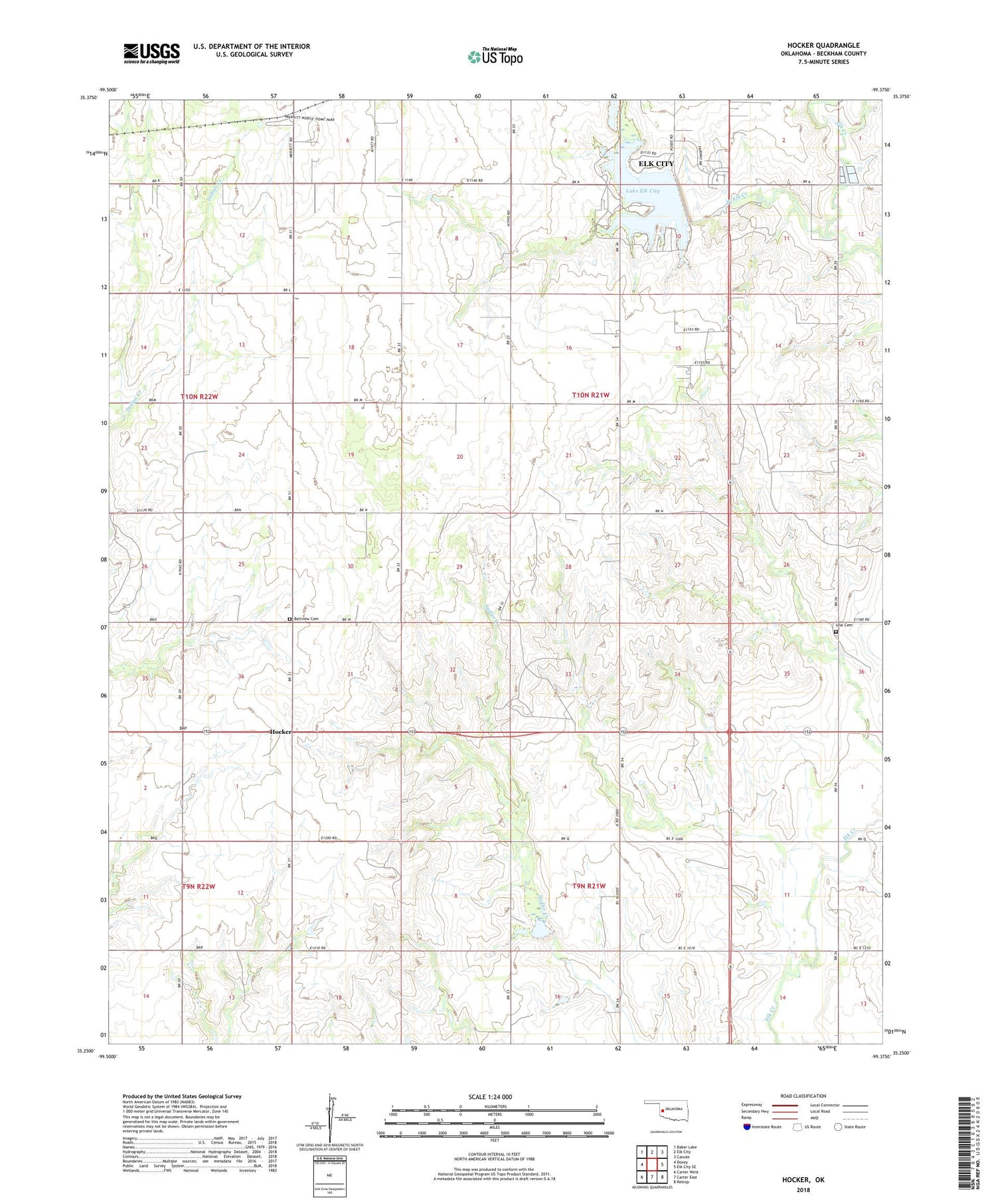 Hocker Oklahoma US Topo Map Image