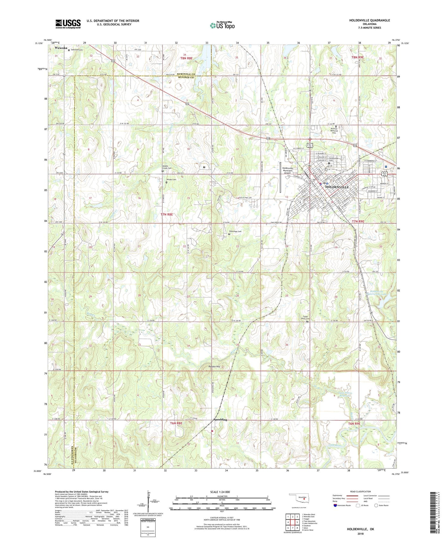 Holdenville Oklahoma US Topo Map Image