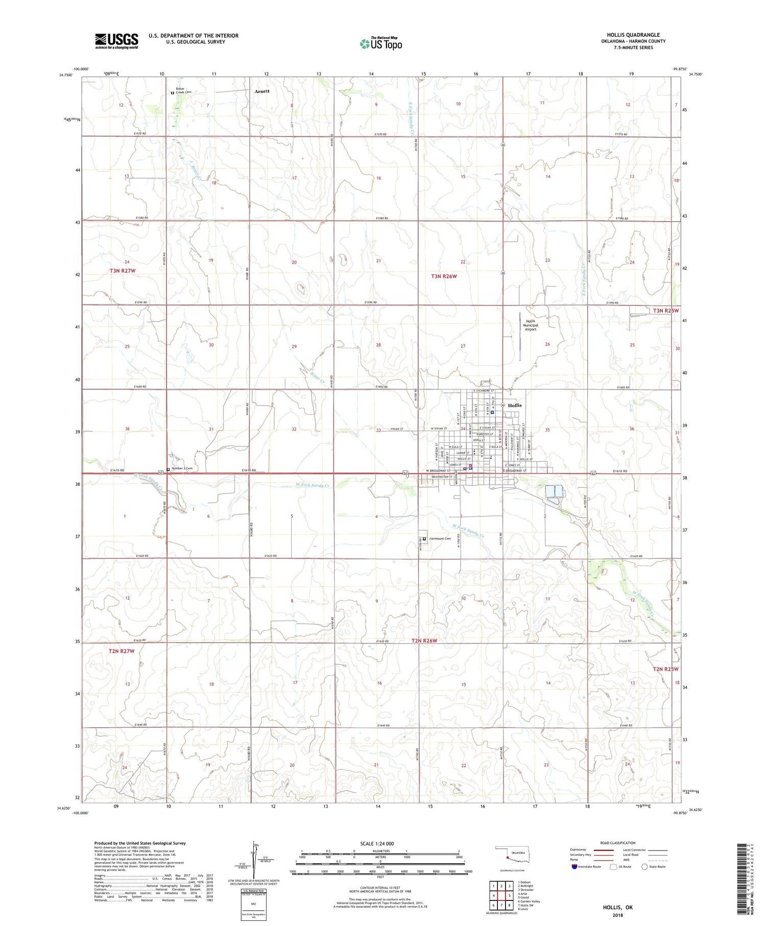 Hollis Oklahoma US Topo Map Image