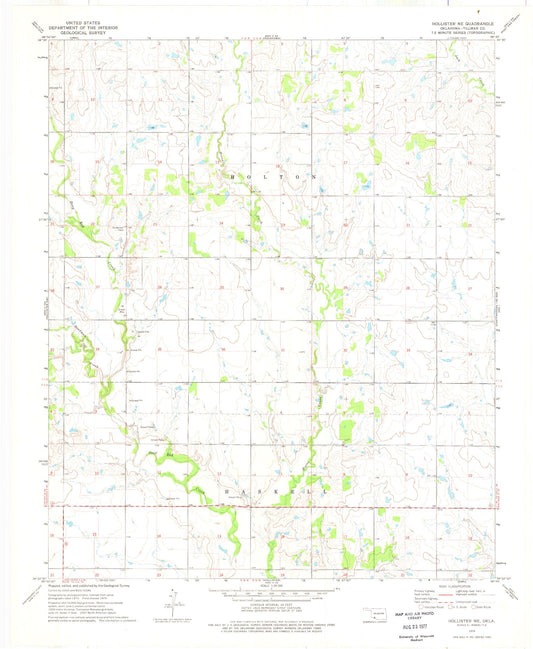 Classic USGS Hollister NE Oklahoma 7.5'x7.5' Topo Map Image