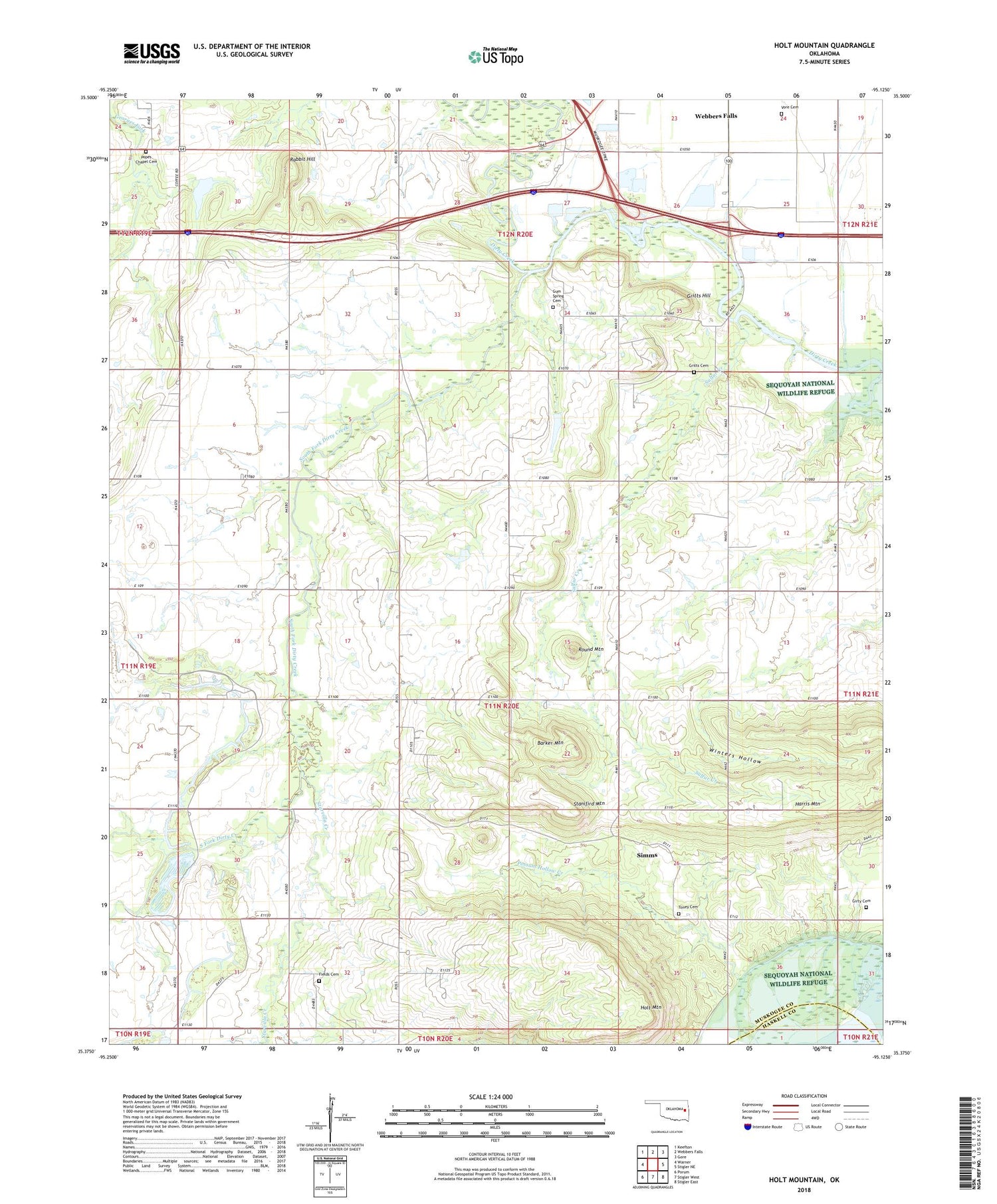 Holt Mountain Oklahoma US Topo Map Image