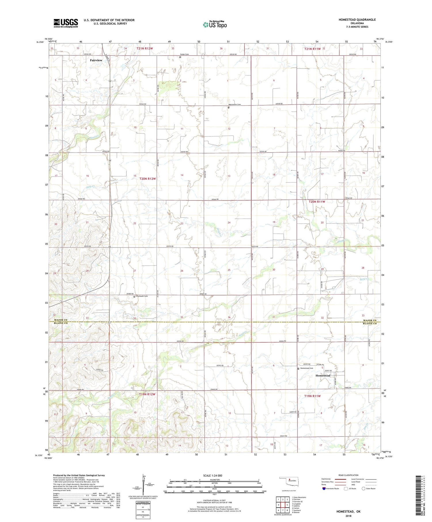 Homestead Oklahoma US Topo Map Image
