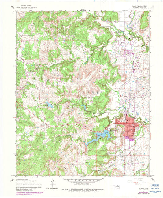 Classic USGS Hominy Oklahoma 7.5'x7.5' Topo Map Image