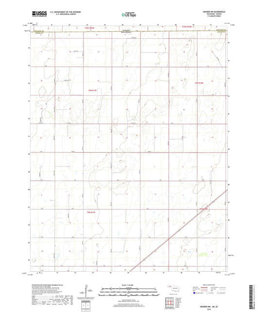 Hooker NW Oklahoma US Topo Map Image