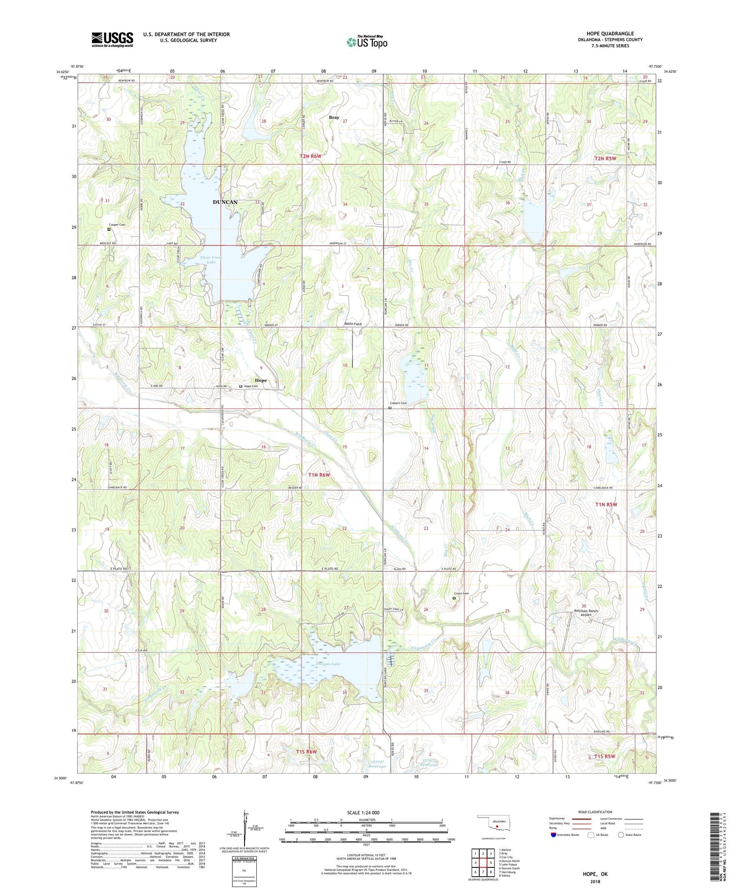 Hope Oklahoma US Topo Map Image