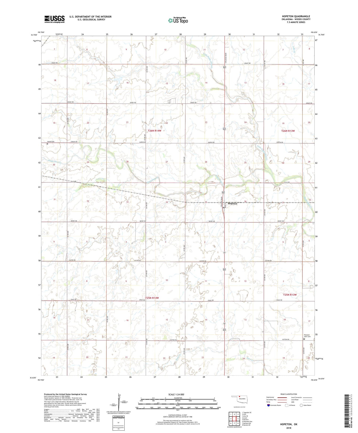 Hopeton Oklahoma US Topo Map Image