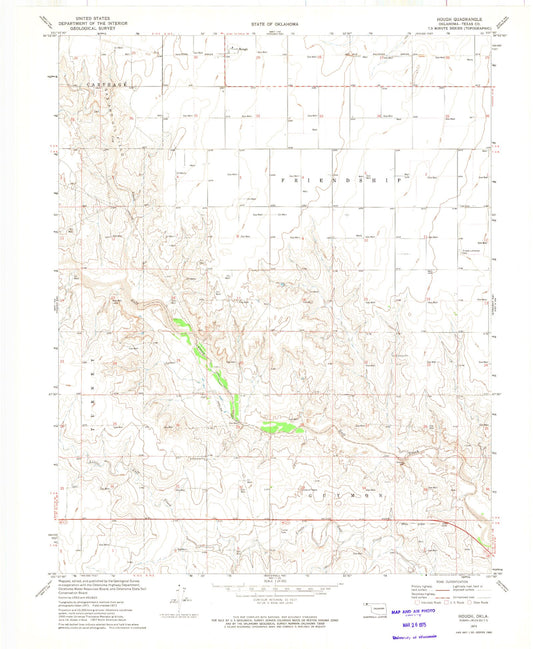 Classic USGS Hough Oklahoma 7.5'x7.5' Topo Map Image