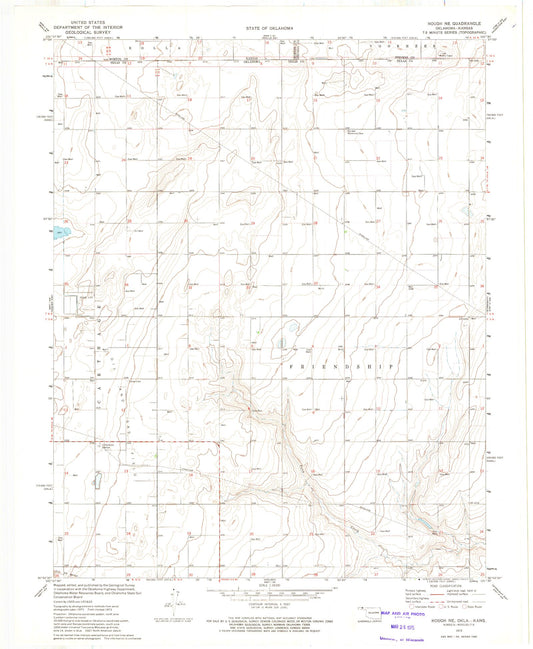Classic USGS Hough NE Oklahoma 7.5'x7.5' Topo Map Image