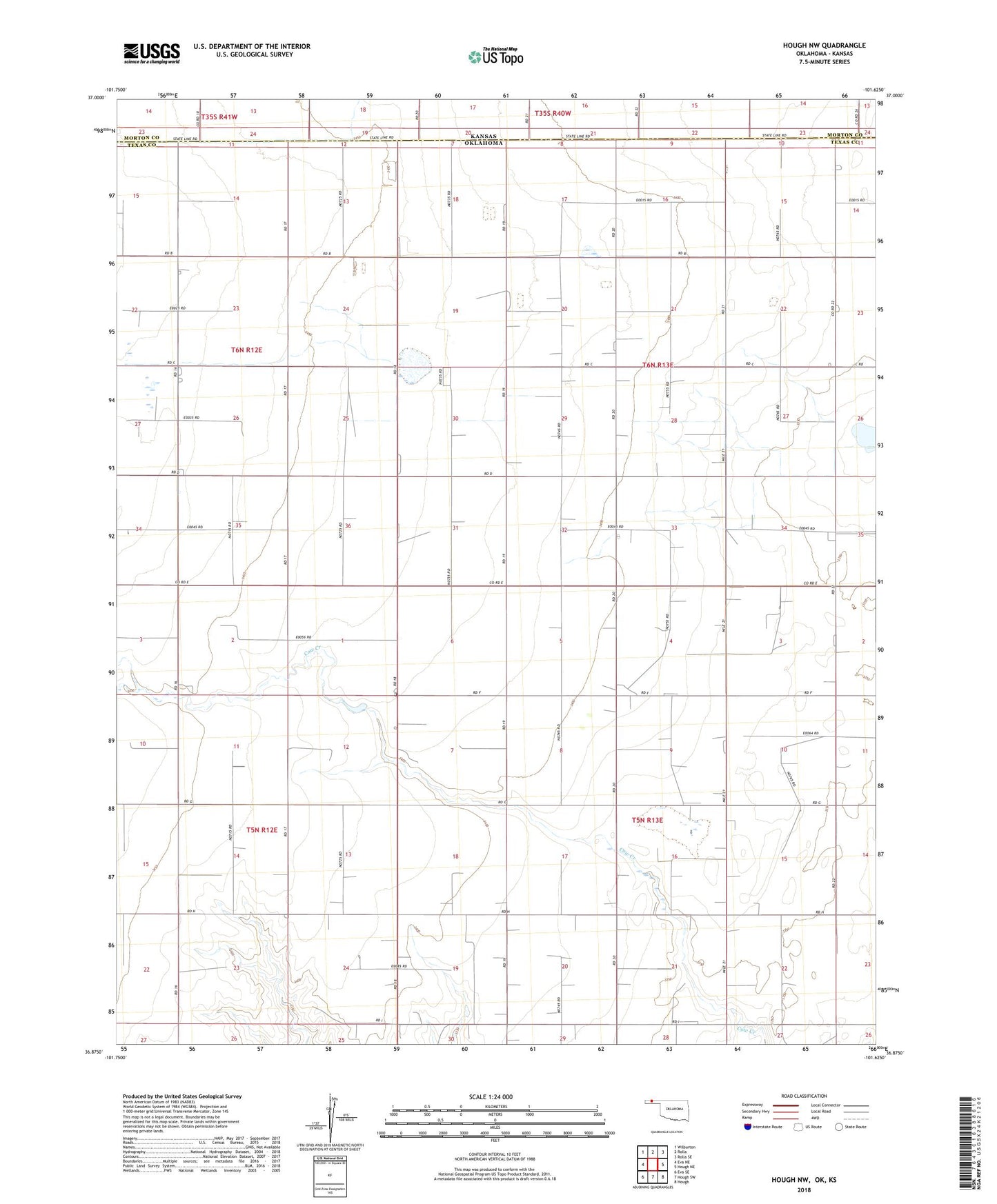 Hough NW Oklahoma US Topo Map Image