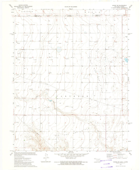 Classic USGS Hough NW Oklahoma 7.5'x7.5' Topo Map Image