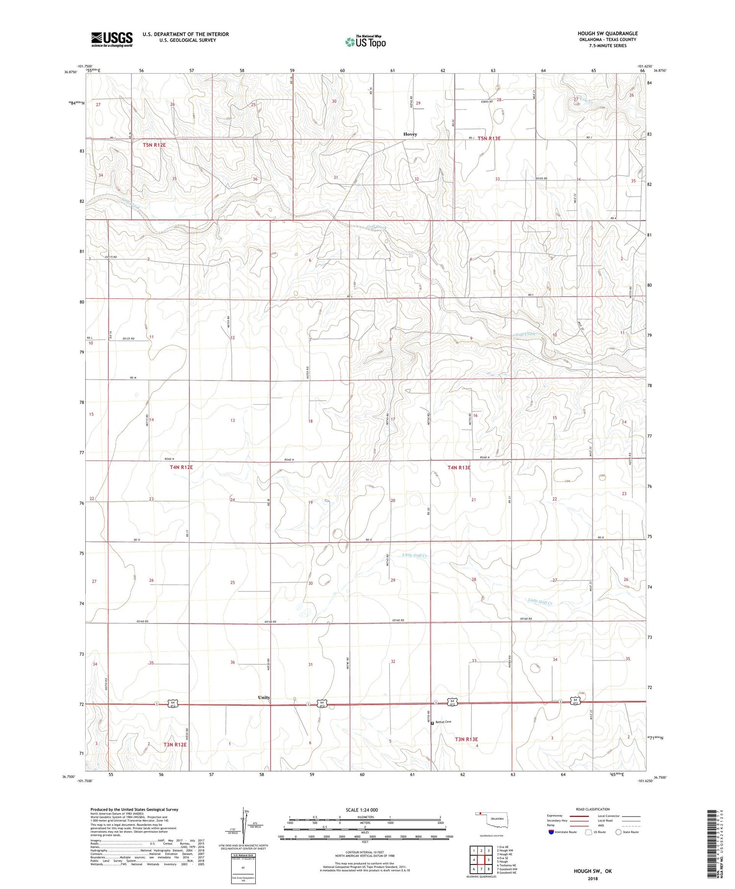 Hough SW Oklahoma US Topo Map Image