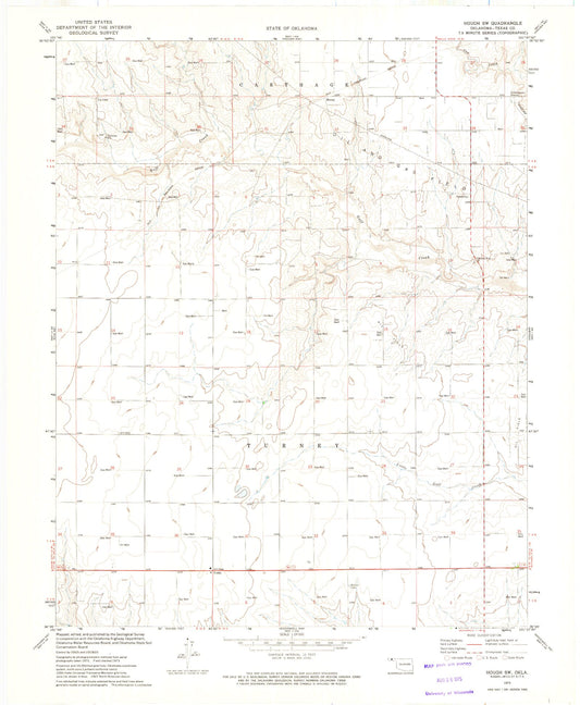 Classic USGS Hough SW Oklahoma 7.5'x7.5' Topo Map Image