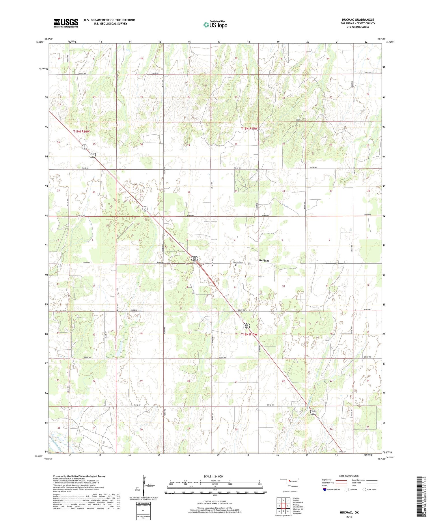 Hucmac Oklahoma US Topo Map Image