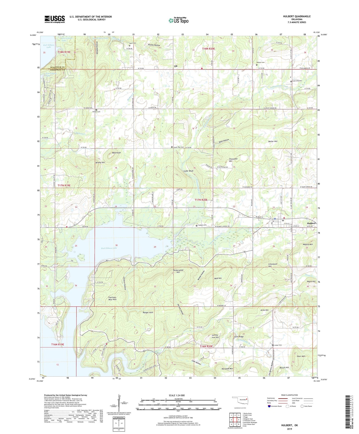 Hulbert Oklahoma US Topo Map Image