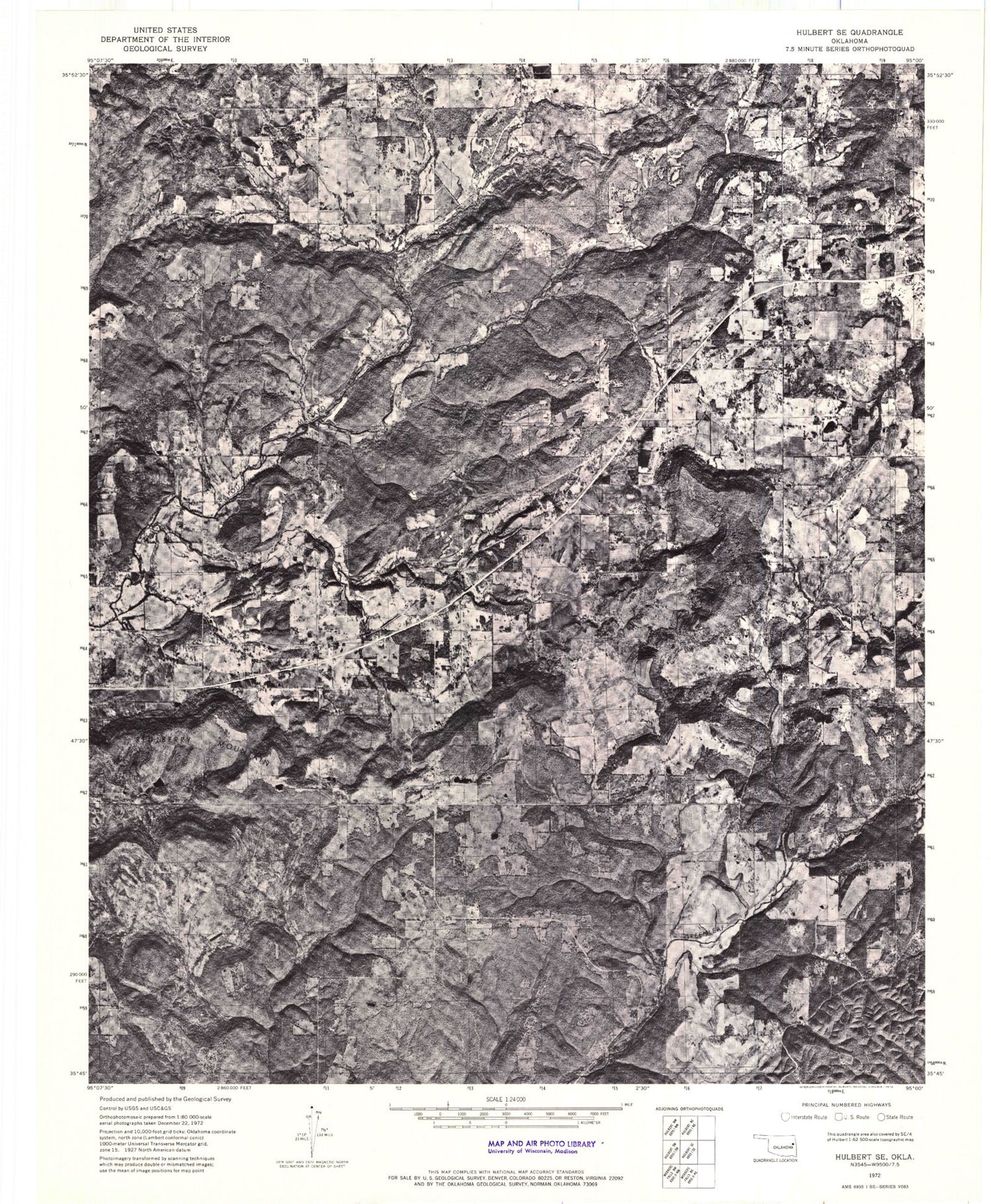 Classic USGS Zeb Oklahoma 7.5'x7.5' Topo Map Image