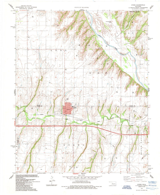 Classic USGS Hydro Oklahoma 7.5'x7.5' Topo Map Image