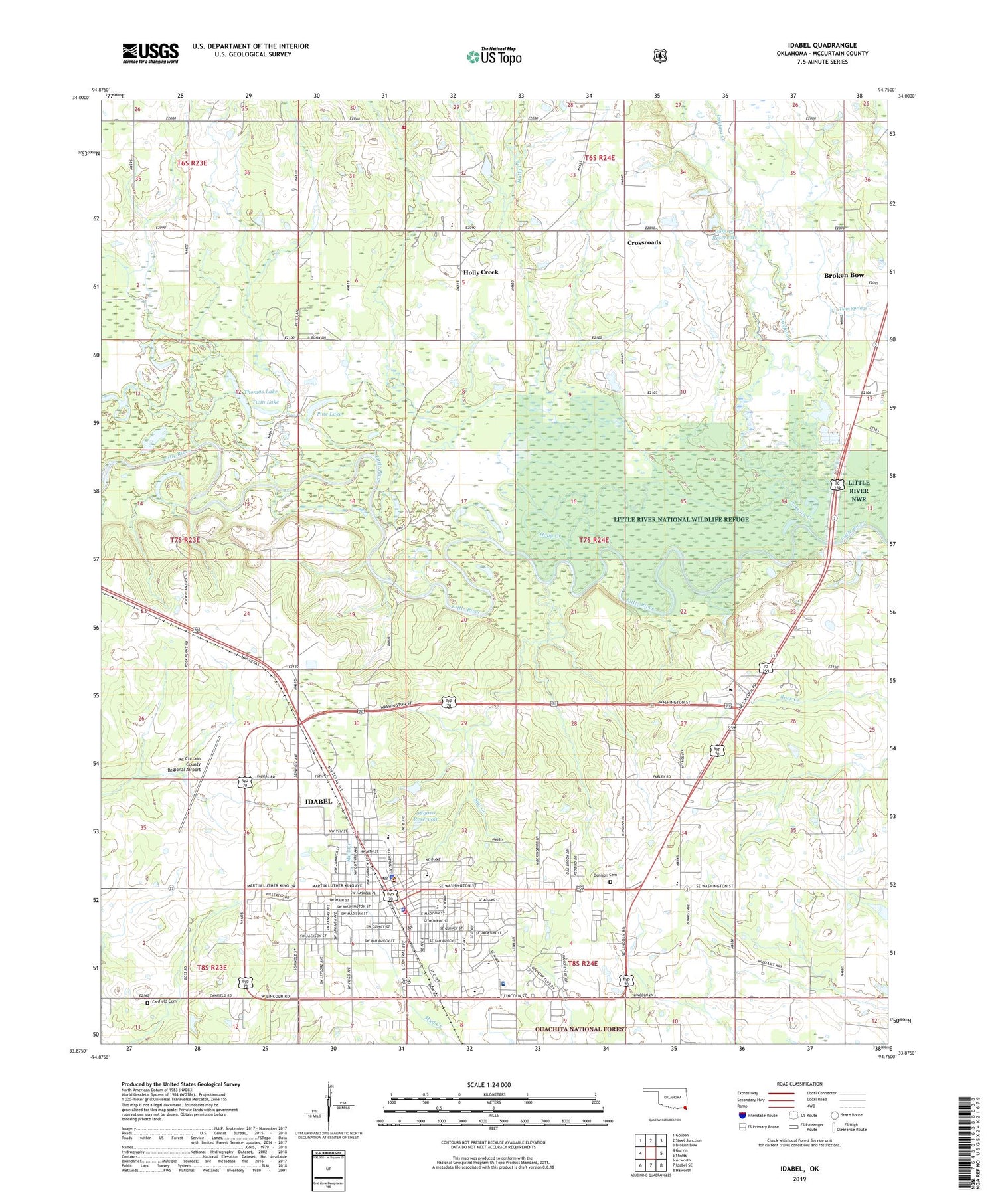 Idabel Oklahoma US Topo Map Image