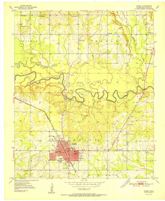 Classic USGS Idabel Oklahoma 7.5'x7.5' Topo Map Image