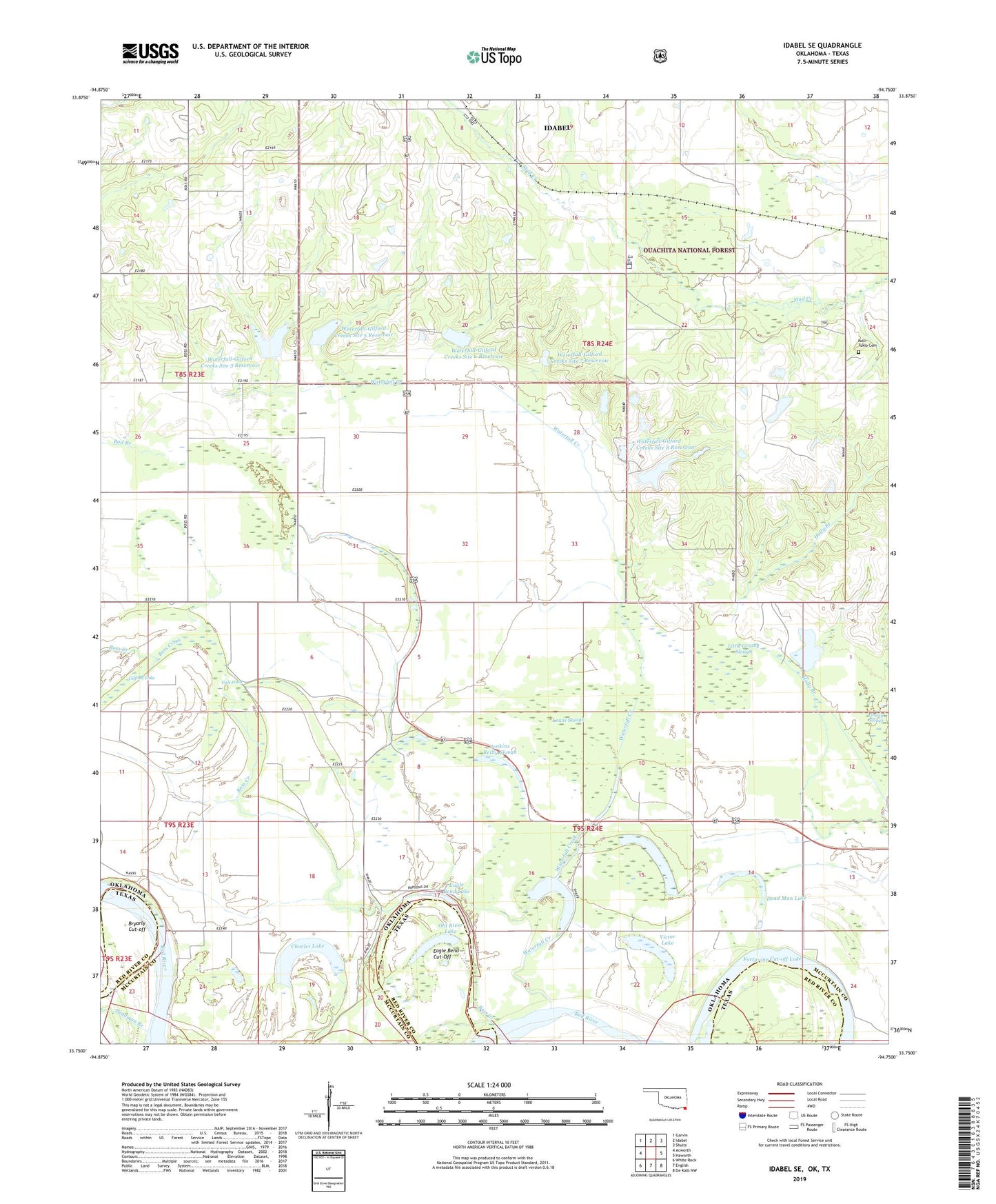 Idabel SE Oklahoma US Topo Map Image