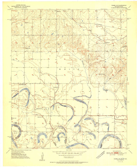 Classic USGS Idabel SE Oklahoma 7.5'x7.5' Topo Map Image