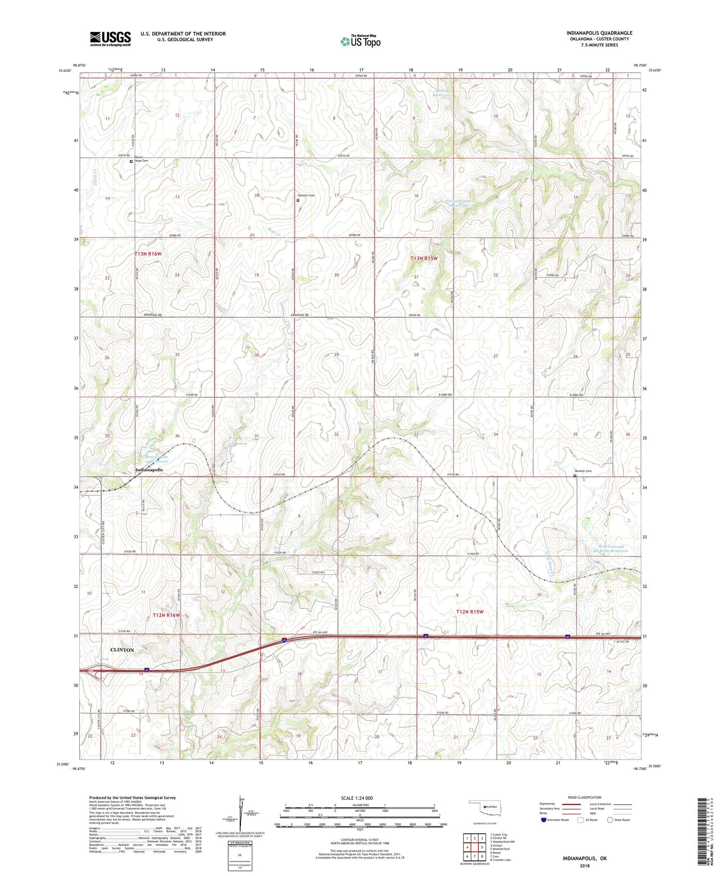 Indianapolis Oklahoma US Topo Map Image