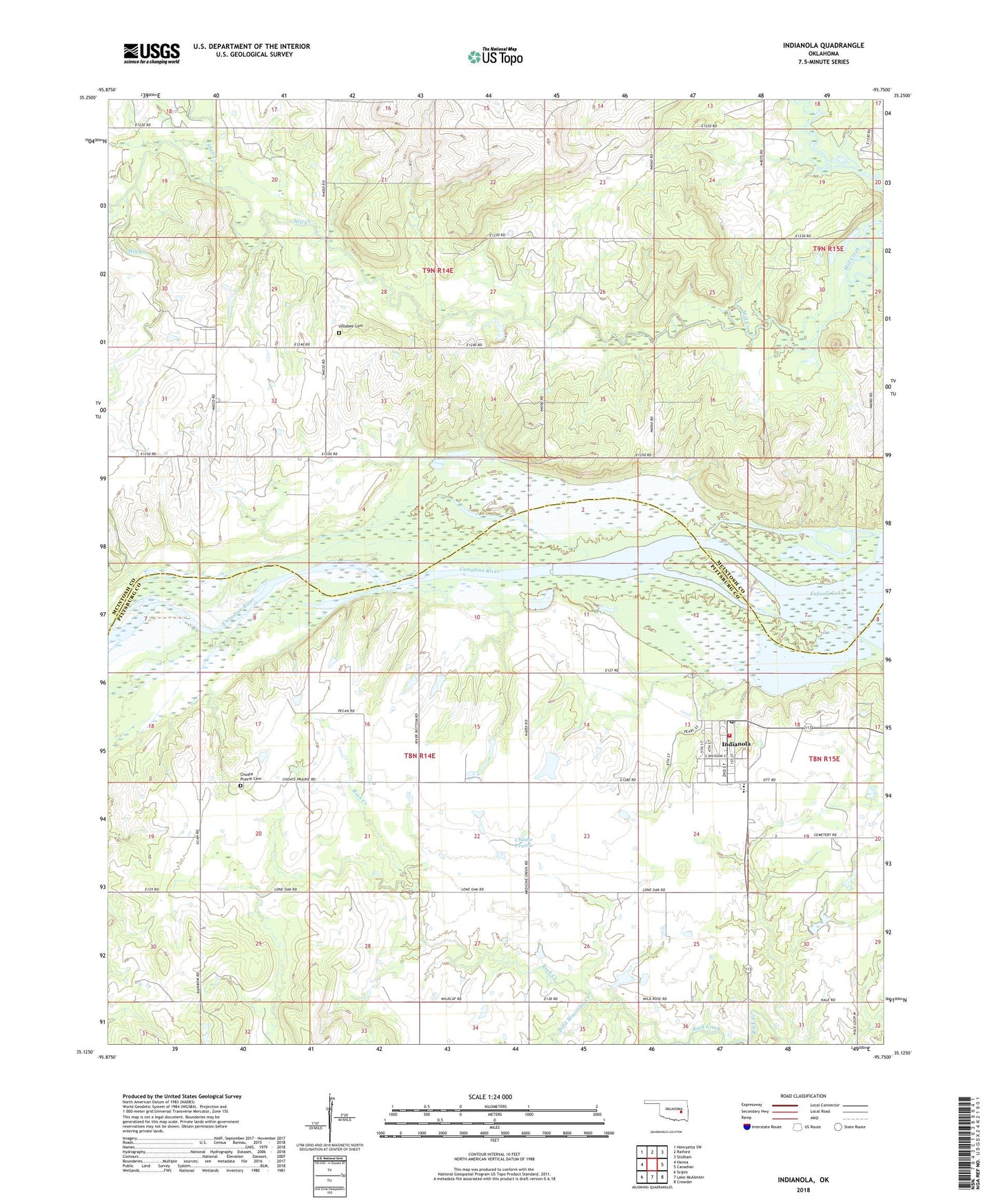 Indianola Oklahoma US Topo Map Image