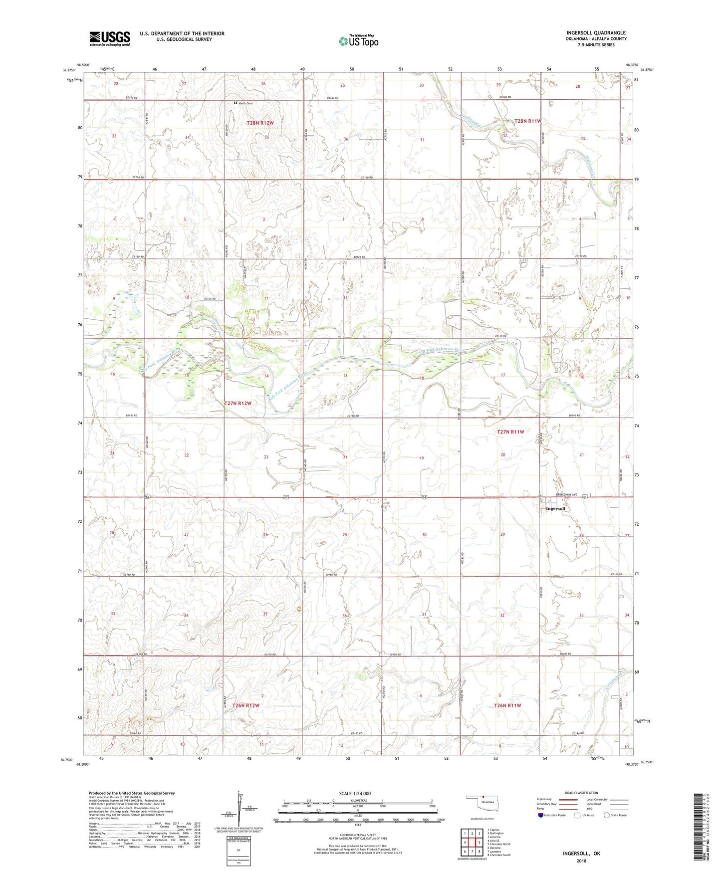 Ingersoll Oklahoma US Topo Map Image