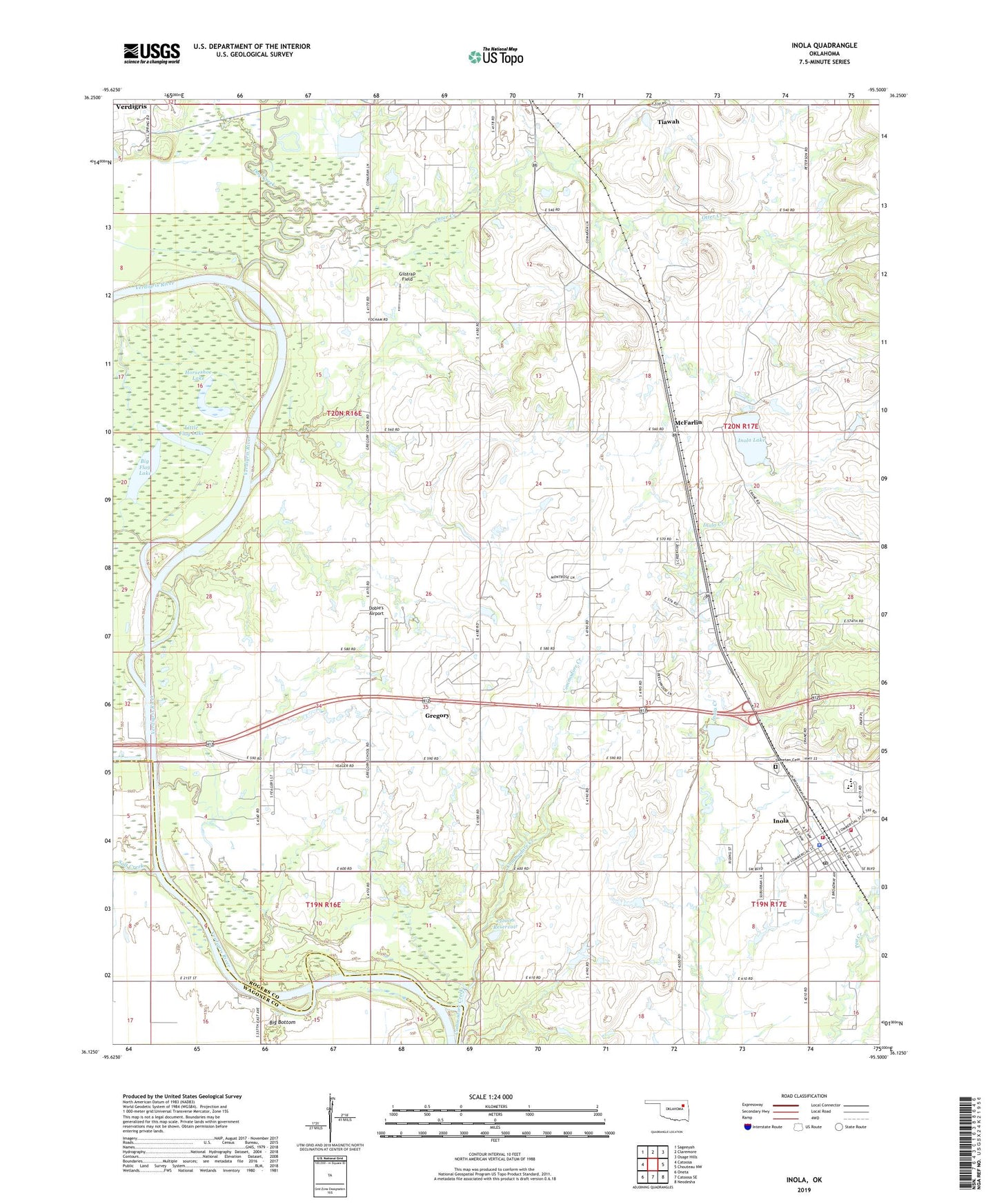 Inola Oklahoma US Topo Map Image