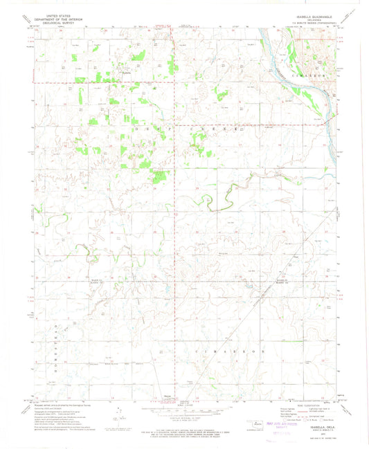 Classic USGS Isabella Oklahoma 7.5'x7.5' Topo Map Image