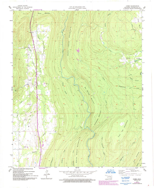 Classic USGS Jumbo Oklahoma 7.5'x7.5' Topo Map Image