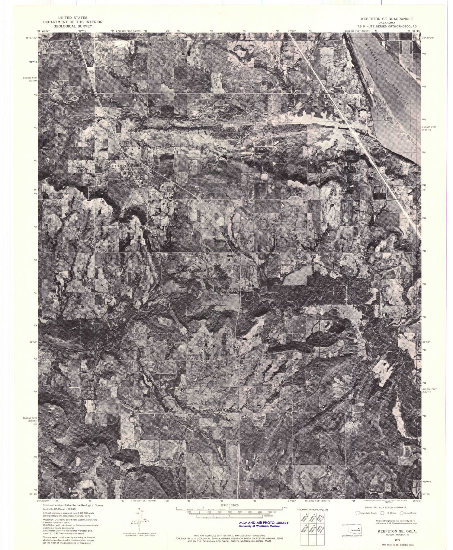 Classic USGS Keefton Oklahoma 7.5'x7.5' Topo Map Image