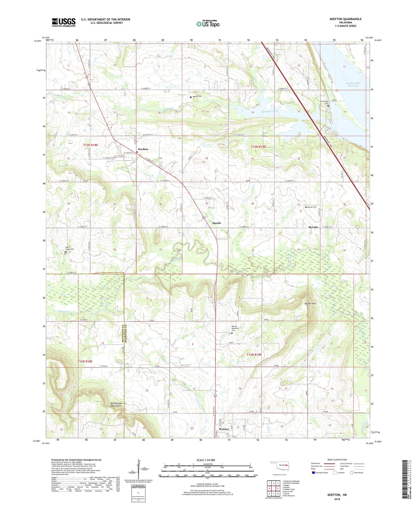 Keefton Oklahoma US Topo Map Image