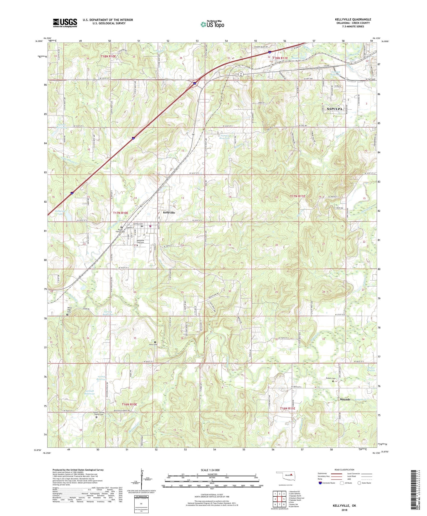 Kellyville Oklahoma US Topo Map Image
