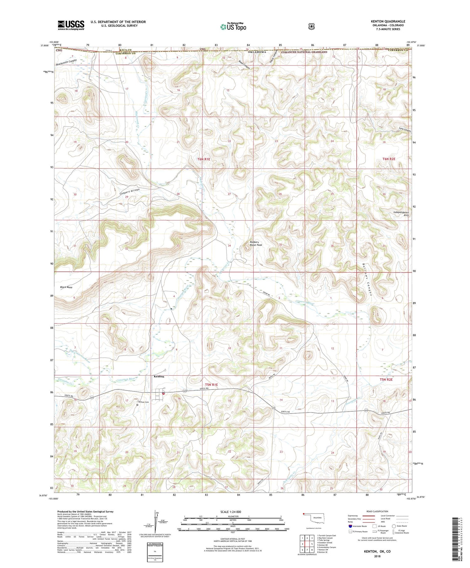 Kenton Oklahoma US Topo Map Image