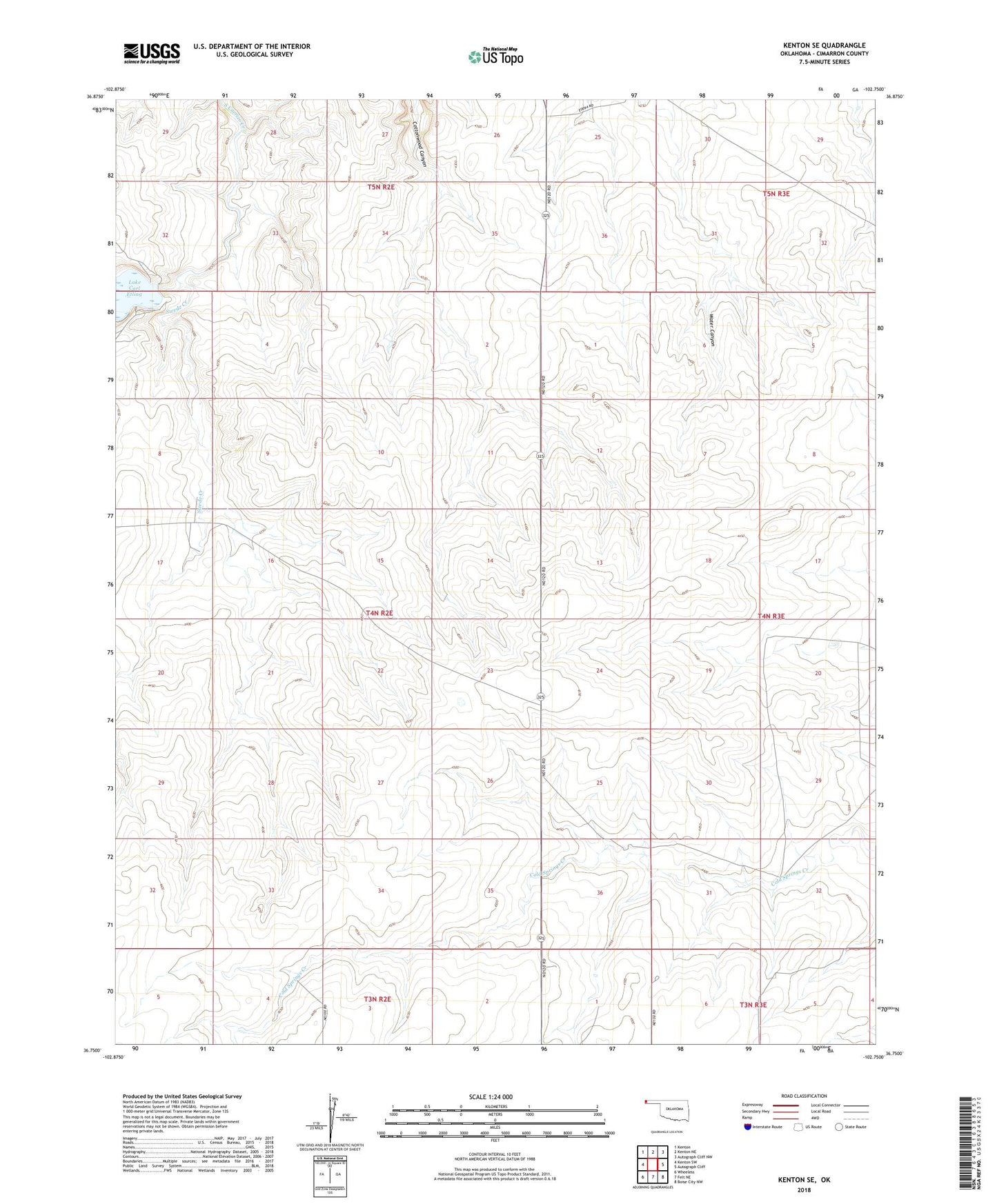 Kenton SE Oklahoma US Topo Map Image