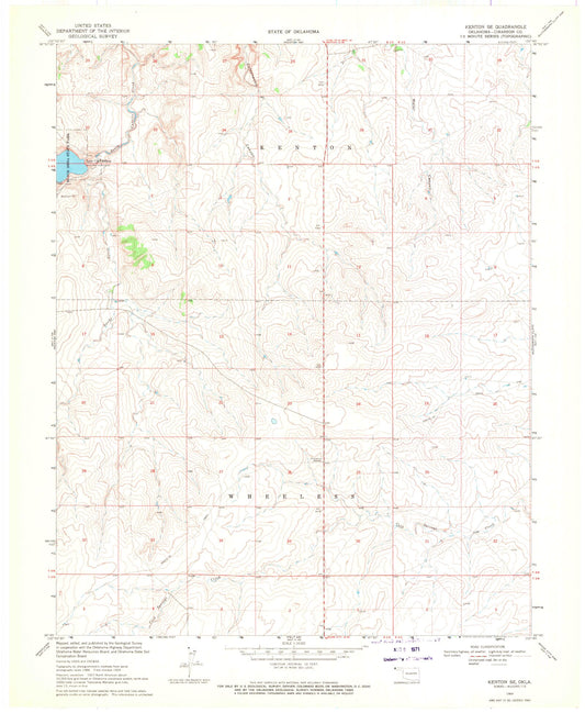 Classic USGS Kenton SE Oklahoma 7.5'x7.5' Topo Map Image