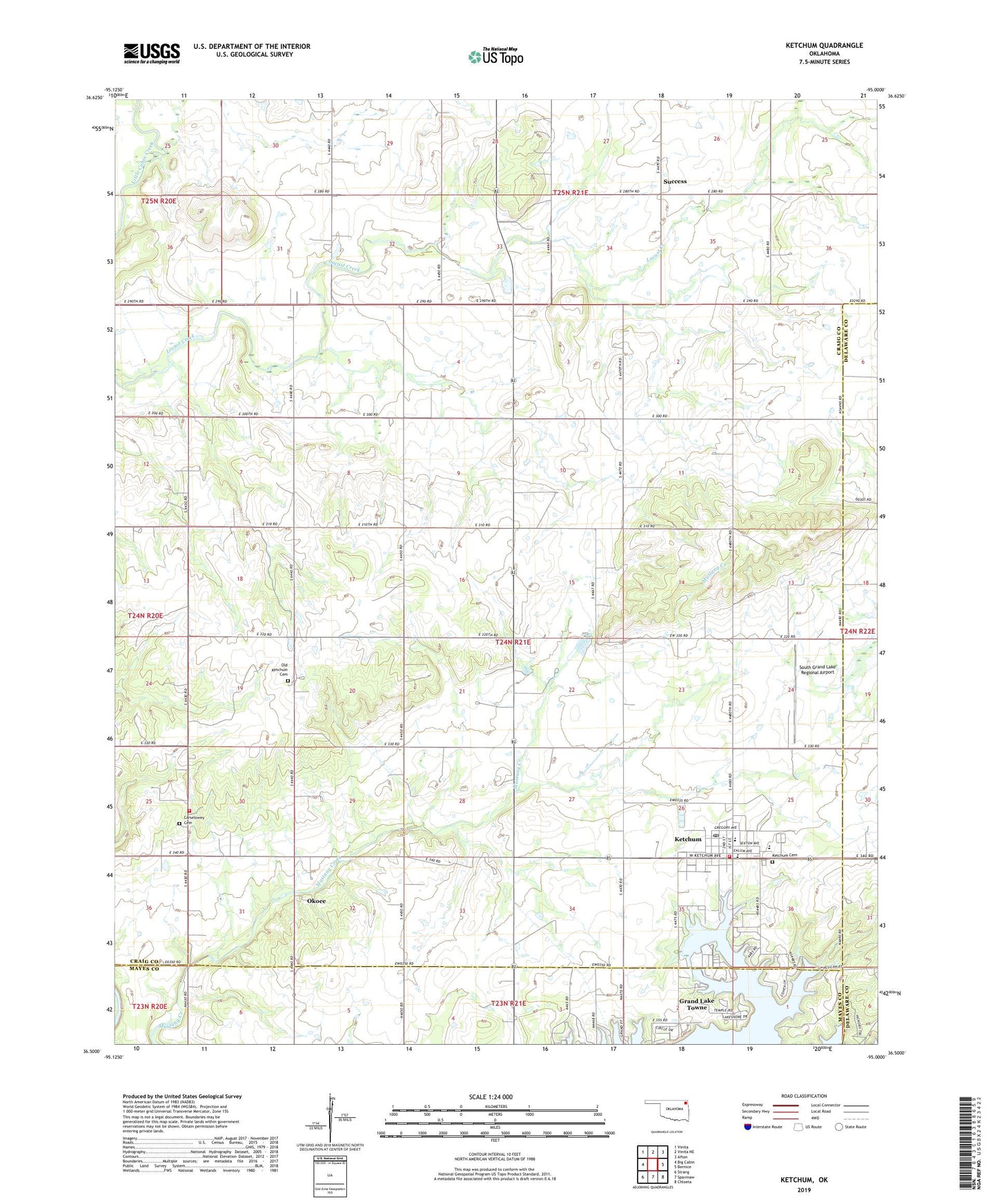 Ketchum Oklahoma US Topo Map Image