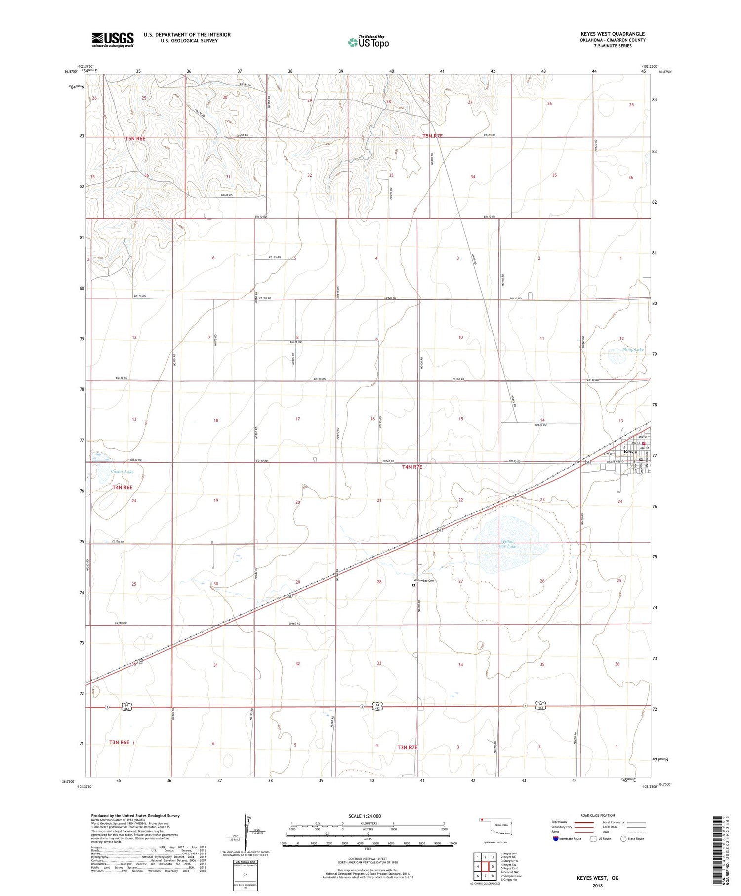 Keyes West Oklahoma US Topo Map Image