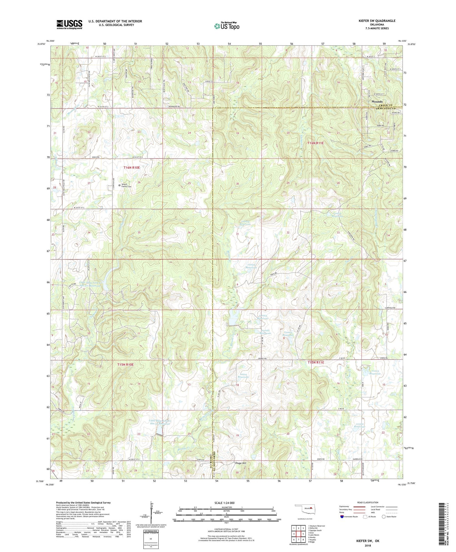 Kiefer SW Oklahoma US Topo Map Image