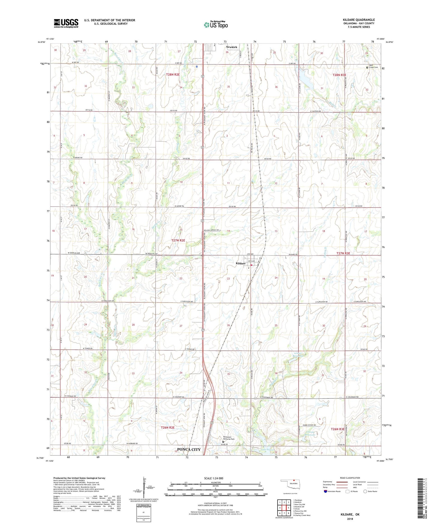 Kildare Oklahoma US Topo Map Image