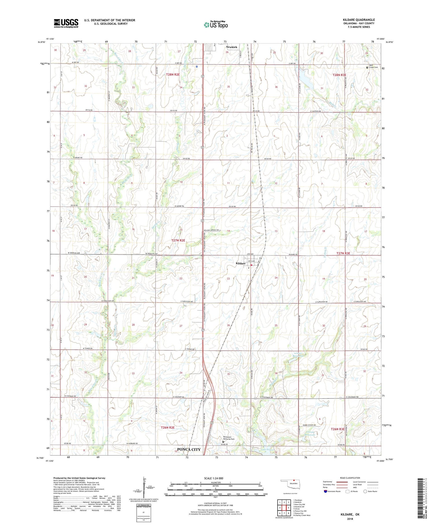 Kildare Oklahoma US Topo Map Image