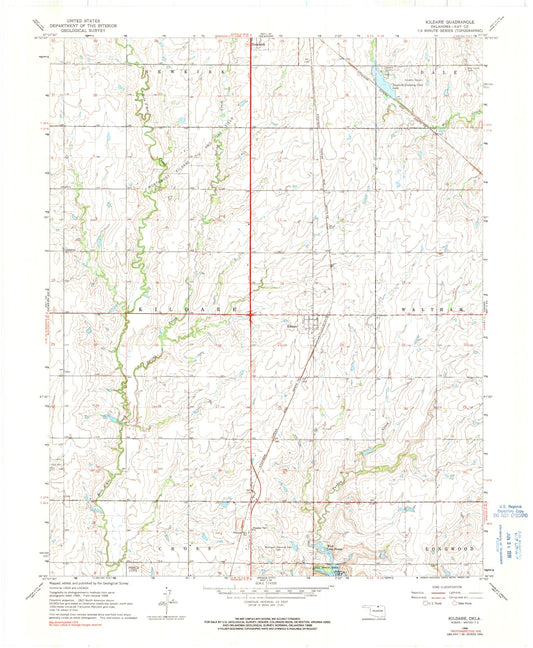 Classic USGS Kildare Oklahoma 7.5'x7.5' Topo Map Image
