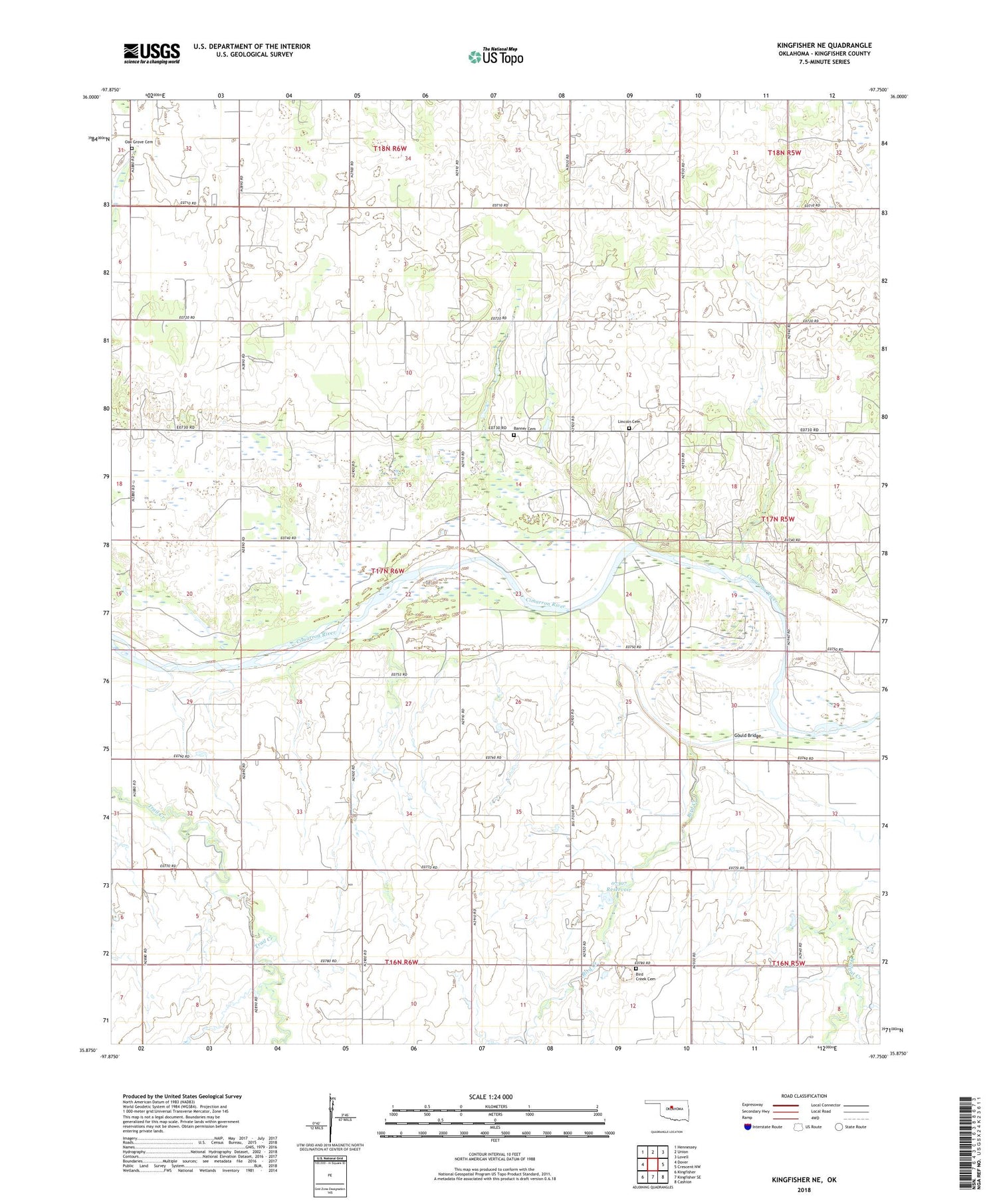 Kingfisher NE Oklahoma US Topo Map Image