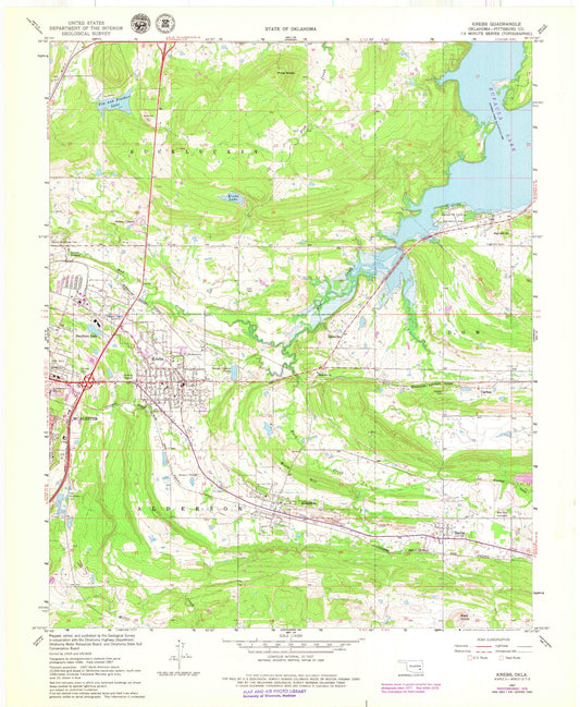 Classic USGS Krebs Oklahoma 7.5'x7.5' Topo Map Image