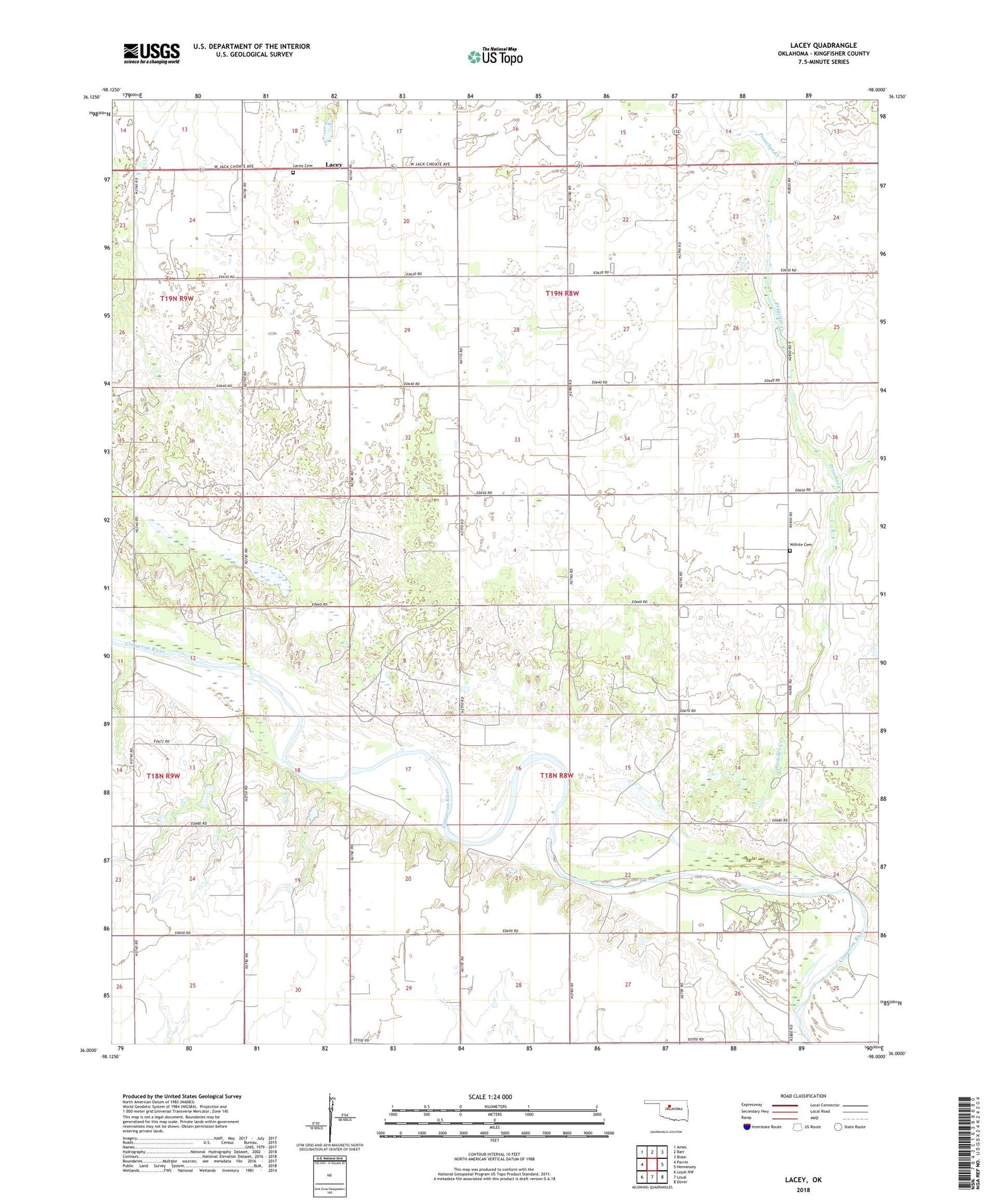 Lacey Oklahoma US Topo Map Image