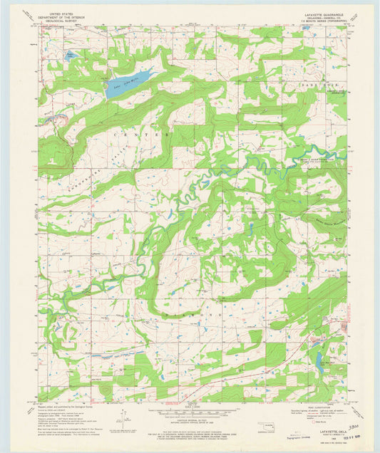 Classic USGS Lafayette Oklahoma 7.5'x7.5' Topo Map Image