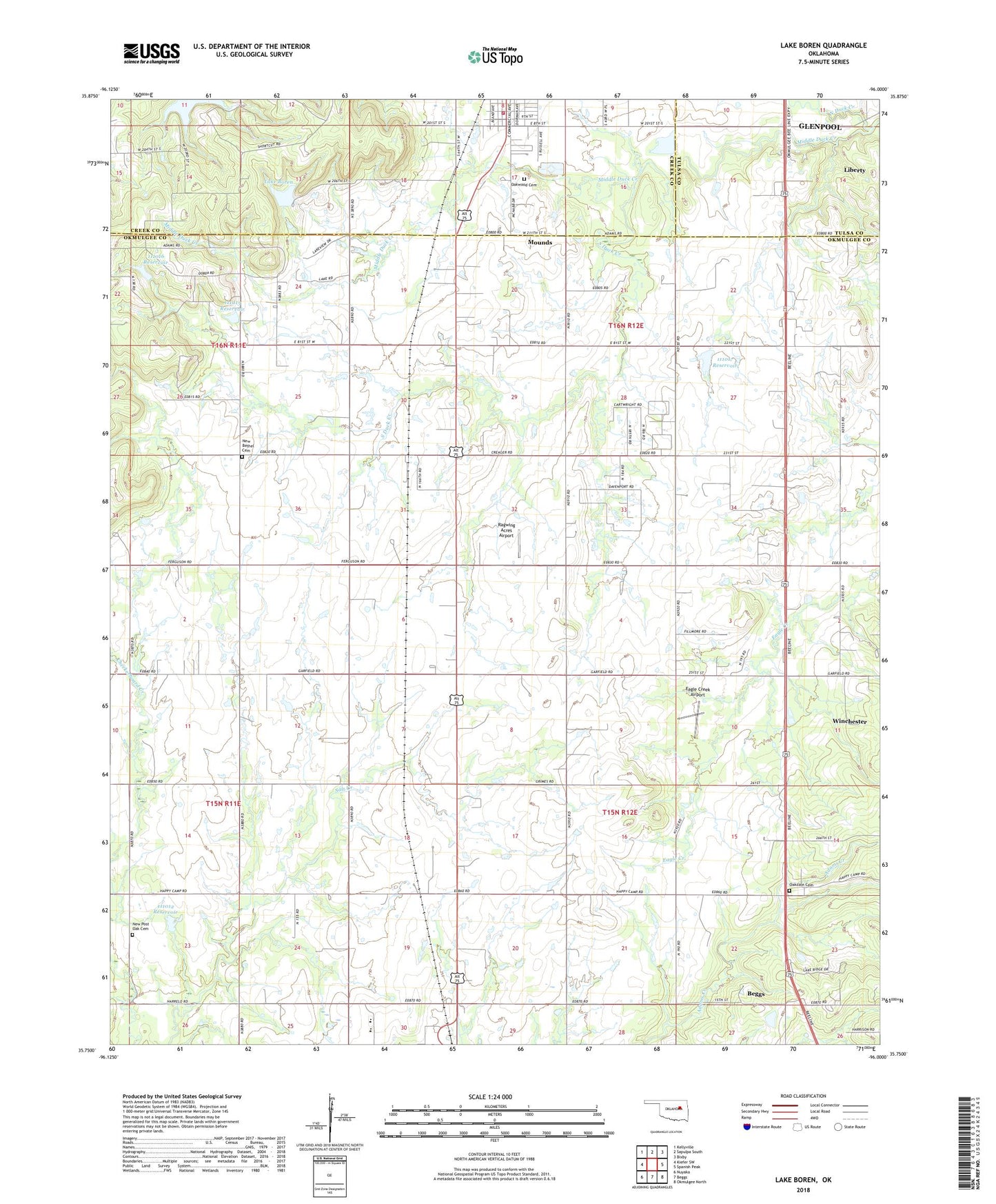 Lake Boren Oklahoma US Topo Map Image